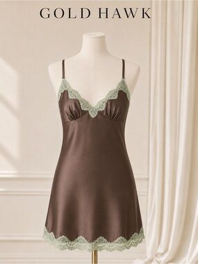 NWT Gold Hawk GH507 Tawny Silk Lace Chemise Tunic Size S